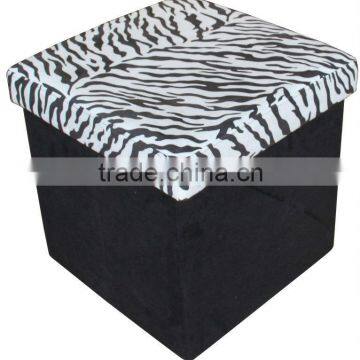 Black Suede Folding Storage Ottoman