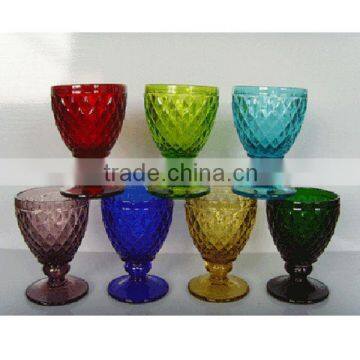 Machine made wine glass,color wine glass,cheap stock wine glass.