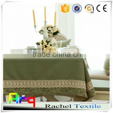 New Designed Christmas Style Linen Cotton Material Jacquard Tablecloth Fabric Light Green photo-3