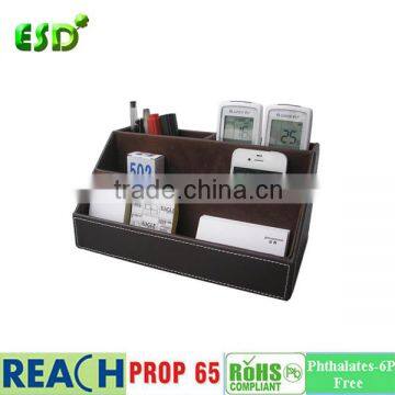 Leather Desk Stationery Organizer Storage Box, Pen/Pencil ,Cell phone, Business Name Cards, Note Paper, Remote Control holder