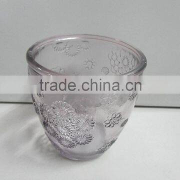 GLASS CANDLE HOLDER WITH COLOR IN D9 X H9CM