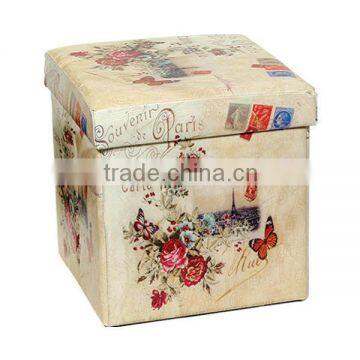 Decorative PU Storage Stool Seating Box Ottoman Storage Box