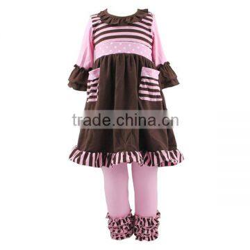 2016 wholesale dress fashion girl outfits ruffle raglan girl outfits icing pants girls outfits