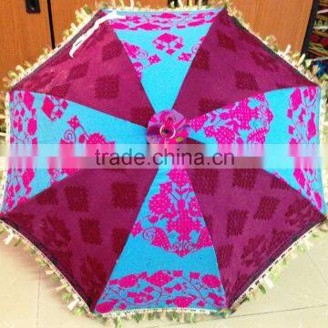 Traditional Indian Multi color Embroidered Umbrella Decor Summer Sun Protection small Parasol