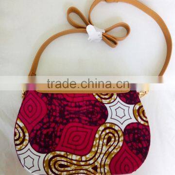 2016 Famous New Style Cross Bags for Girls Ankara African Prints and Fabric Bag PU Leather Handbag photo-2