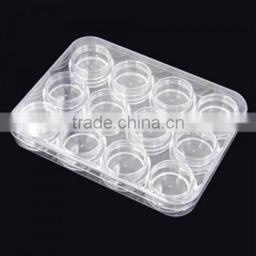 12 Storage Bottle Plastic Empty Box Case Pot For Nail Art Rhinestone Bead Gems