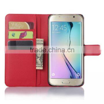 Hot Selling Ultra Thin Lichee PU Leather Case Wallet Folio Flip Cover for Samsung GALAXY S6 Edge Plus photo-6