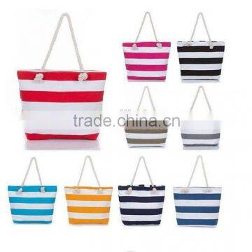 Nautical Rope Handle Tote stripe/chevron canvas beach bag