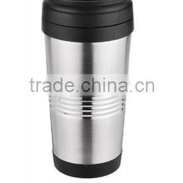 Plastic and stainless steel coffee mug 400ml steel mug