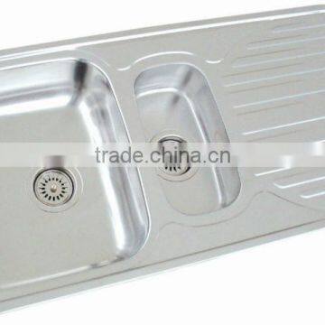 100x48 Linen 1,5 Bowl Stainless Steel Kitchen Sink (DE128)