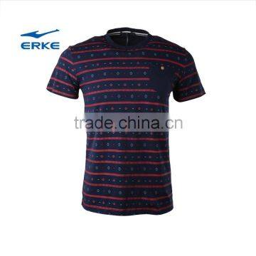 ERKE 2015 Mens Summer Casual Round Neck T-shirt With Personaliz Stripe Breathable Cotton t Shirt With Front Pocket Wholesale/OEM photo-3