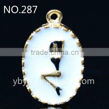 zinc alloy metal paint pendant engraved picture on pendant used for garment/shoe pendant-287