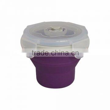 Collapsible Round Silicone Lunch Box Kids Food Storage Box photo-2