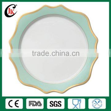 Wholesale high grade 13 inch luxury ceramic decorative gold charger plates for wedding