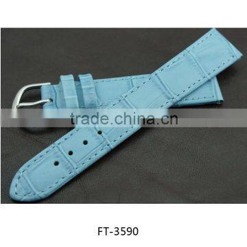 Fashion Fake Leather Crocodile Pattern Watch Band Wrap Strap Blue and Red