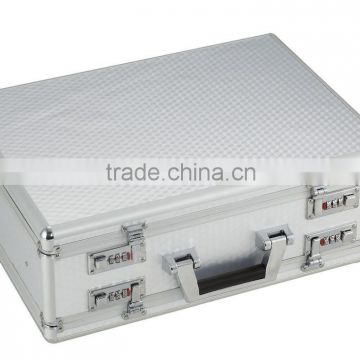 Foshan China double layer Silver aluminum briefcase hard Suitcase XB-BF003