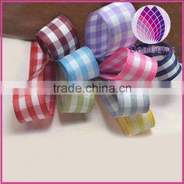 New Gingham grosgrain Ribbons ,mixed colors, 5/8" to 1-1/2" wide double side gingham,50 yard / roll.