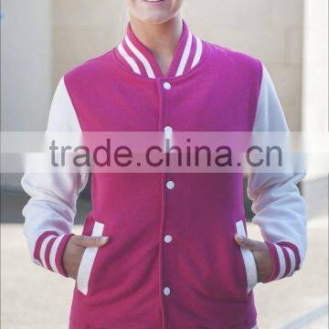 Super Hot pink female varsity jackets new fresh design