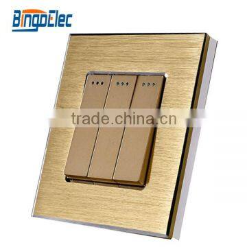 Aluminum panel 3gang 2way wall light switch