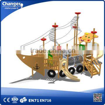 2016 Best Quality Modern Style Outdoor Children Wooden Pirate Ship Playground