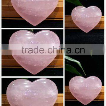 Wholesale natural rose quartz crystal heart shaped stone for girlfriend gift