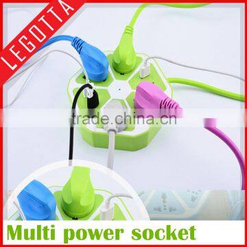 2016 Newest Colorful Desktop Extension Multiple Power Socket With USB Outlet photo-3