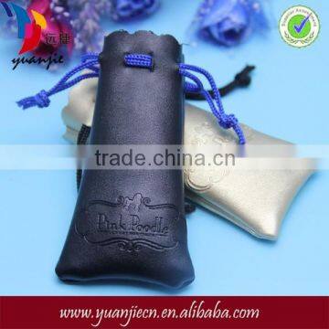 Wholesale custom printed cheap black cotton drawstring leather bag