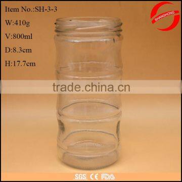 800ml tall glass jar for jam with screw top lid