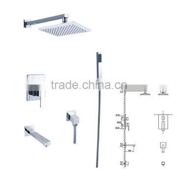 in wall concealed bath&shower mixer set with ABS plastic handle shower , rain shower head