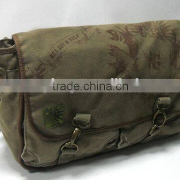 Green color canvas messenger bag