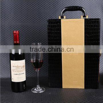 Chinese factories wholesale custom high-grade PU leather wine champagne boxes, black gift box