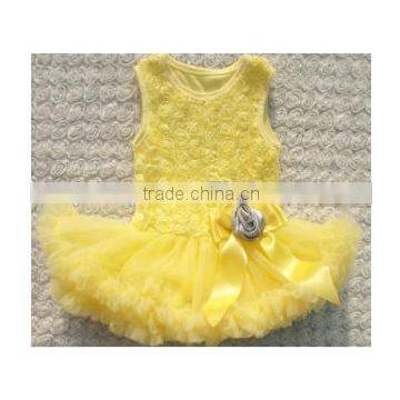 Baby Girl Dress for Birthday Party Rosette Dress With Wholesale Price for 0-3 Years Girl in China