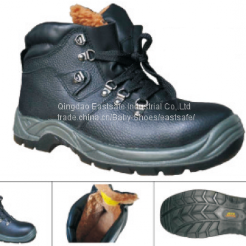 Split leather safety shoes PU outer sole steel toe work shoe