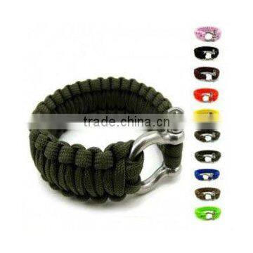 Colored Metal Shackle Survival Wrist Paracord