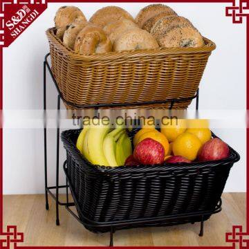 Guranteed Quality Stand Design 2-tier Rattan Bakery Display Racks photo-3