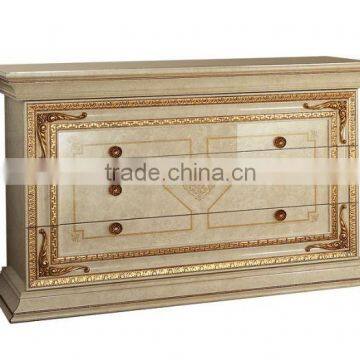 Bisini Luxurious Solid Wood Hand Carved Golden And Beige Complete Bedroom Set/European Classic Bedroom Furniture(MOQ=1 SET) photo-3