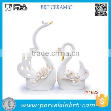 High Elegant White Swans Ceramic Wedding Decorations