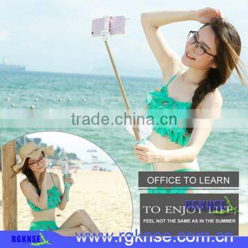 Wired selfie stick, 18650 battery selfie stick monopod with portable mini fan