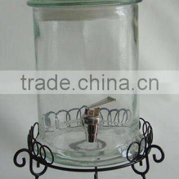 ZIBO 5L clear cylinder glass jar with glass lid/ wine dispenser