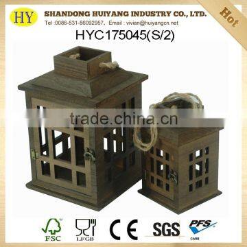 2017 new custom Christmas wooden lantern with jute handle wholesale