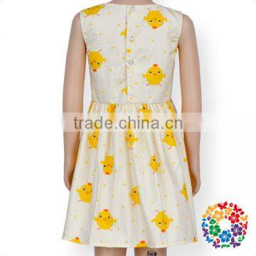 Wholesale Baby Girls New Chicken Printing Sleeve Dress Fashion Summer Cotton Dress Shirt photo-3