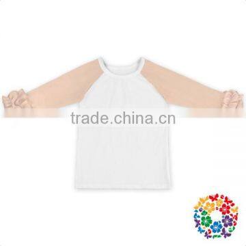 Unisex White Ruffle Raglan Customize Ruffle Raglan Shirt Hot Selling Long Sleeve T Shirts photo-2
