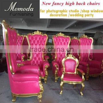 royal High Back Wing Chair in Upholstered Luxurious Tufted pink Velvet