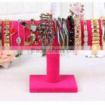 2015 New Fashion Colorful Velvet Single Layer T Shape Bracelet Holder photo-2