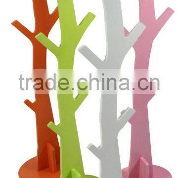 RED, LIME GREEN, WHITE, PINK MDF TREE SHAPE COAT HANGER