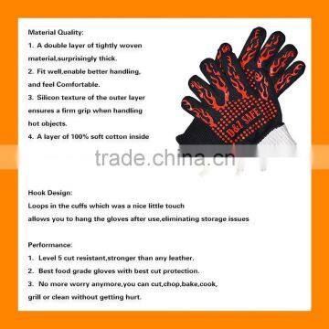 932F Heat Proof Cut Resistant Silicone Hot Surface Handler BBQ Baking Gloves photo-2