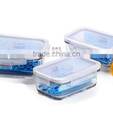 Clear square borosilicate glass food container