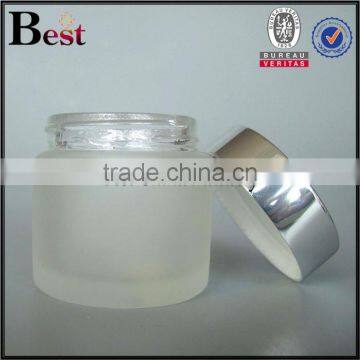 Hot Products Frosted Cosmetic Cream Glass Jar 50ml Empty Glass Jar Cost Price With Silver Aluminum Lid China Suppliers photo-2