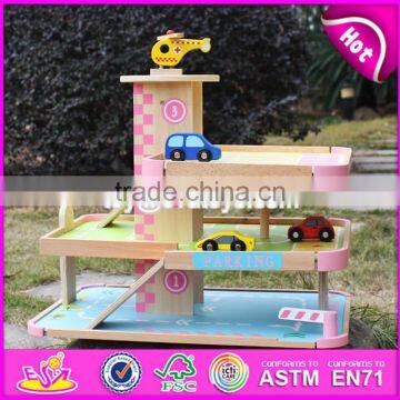 2017 New Products Lovely Pink Children Wooden Toy Garage for Cars W04B050 photo-3