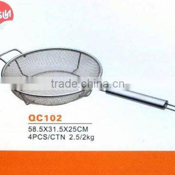 QC102 KASUN Food Grade Stainless Steel mini Fry Basket round pot with handle